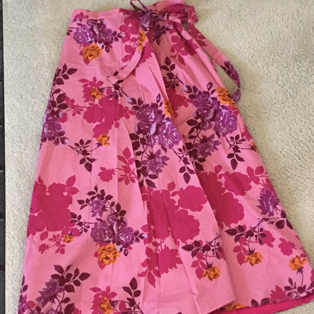 Oilily Women’s Pink Floral Reversible Long Skirt 36 M NWT